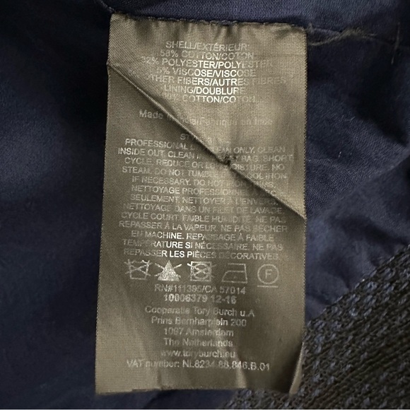 Tory Burch Luna Embellished Coat Black Navy - Picture 16 of 16